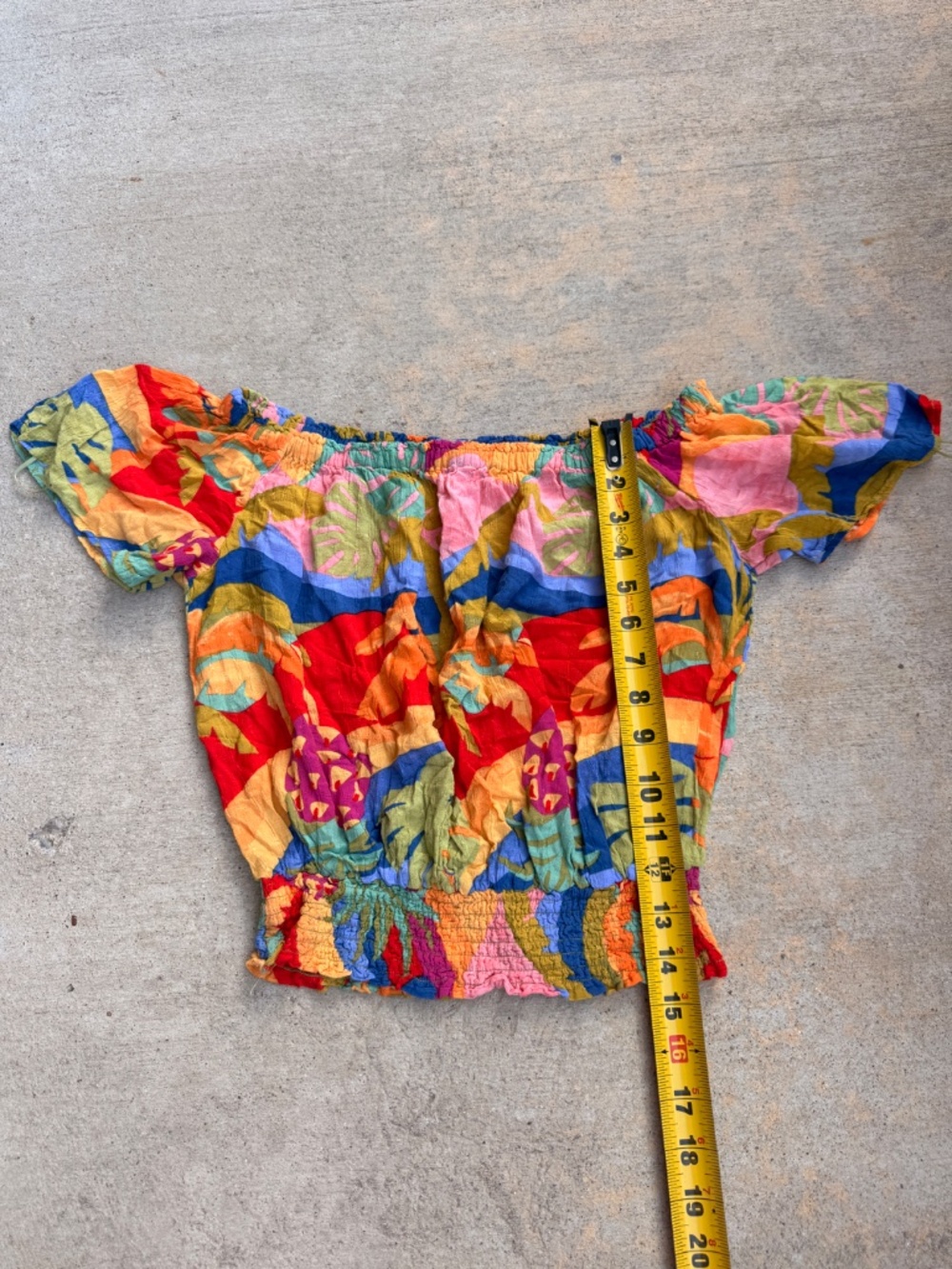 Christian Siriano New York Off-Shoulder Tropical Smocked Crop Top Small - Picture 4 of 7